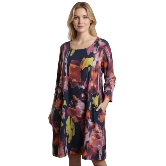 Thought UK Navy Abstract Colorful Sheath Mini Dress - Picture 1 of 6